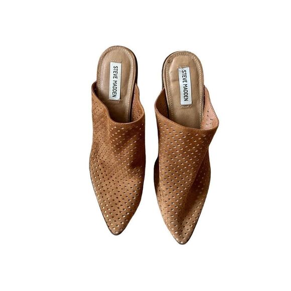 Steve Madden Sully Mule Cognac Brown Tan Suede Size 10 M Pointed Toe - Picture 4 of 11